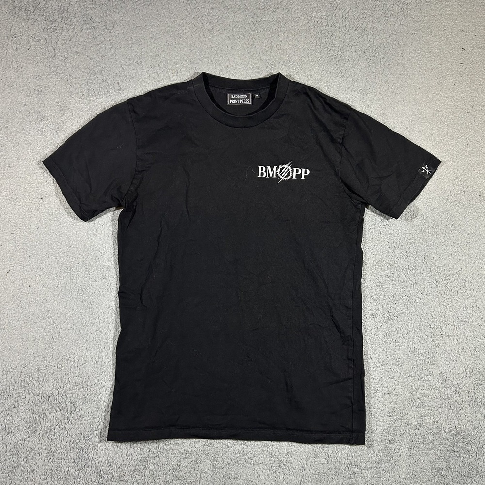 Bad Moon Print Press Black Shirt Mens Medium La Mort Graphic Tee #4026